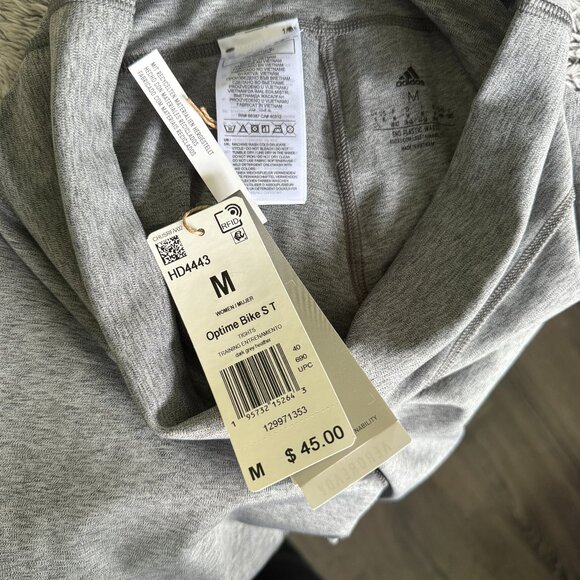 Adidas | NWT Optime Training Mid Waist Bike Shorts in Dark Grey Heather Size M - Picture 11 of 12